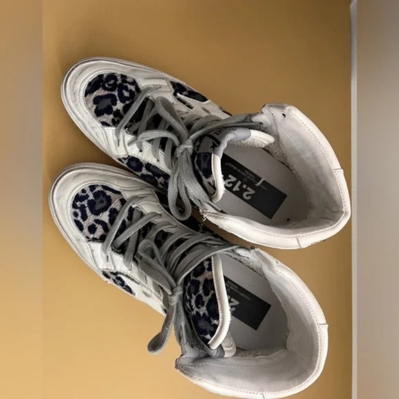Golden Goose 2.12 High Top Sneakers Blue Velvet Leopard sz 38 - Picture 10 of 16